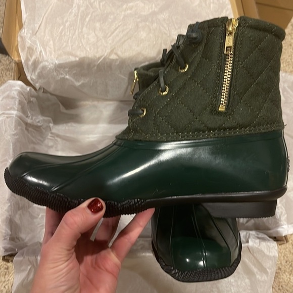 (NWT) Saltwater Women’s Wool Green Quilted Waterproof Boot - Picture 7 of 15